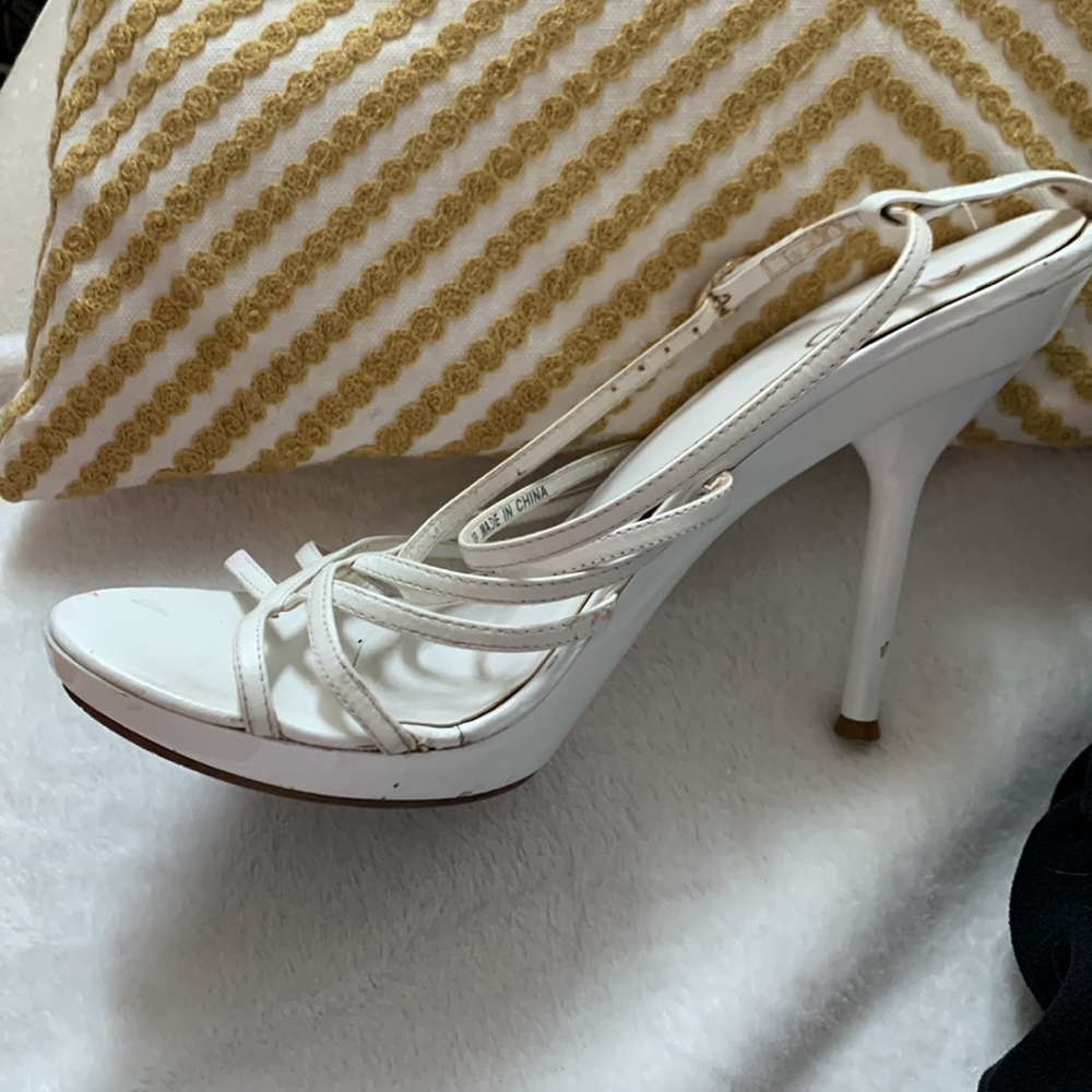 White leather straps Heels